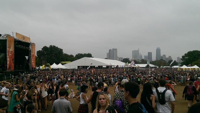 The ACL Music Festival beneath a clouded skyline.